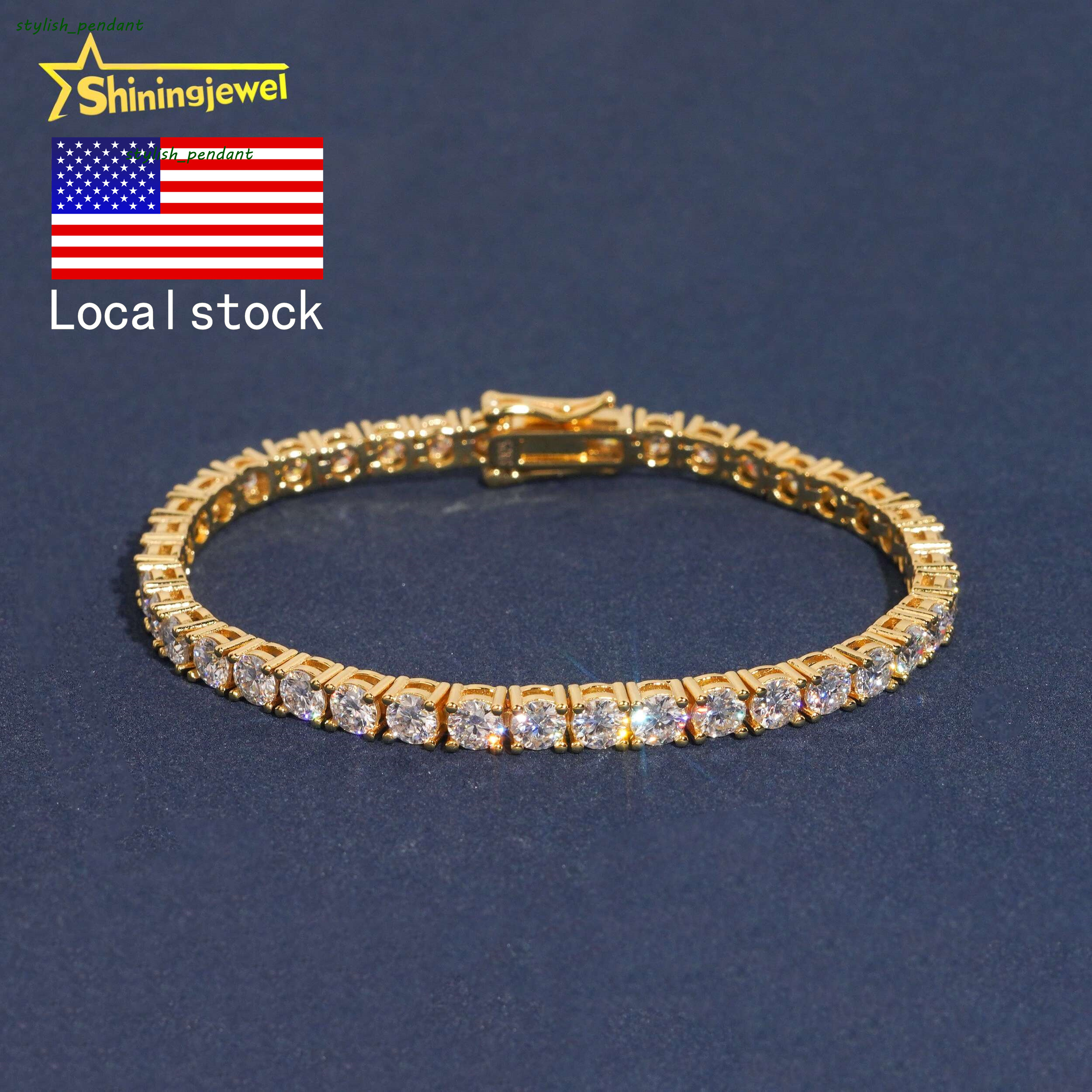 USA Warehouse Fast Delivery Tarrifs Free Pass Diamond Tester 4mm 925 Moissanite Tennis Bracelet Tennis Chain Moissanite