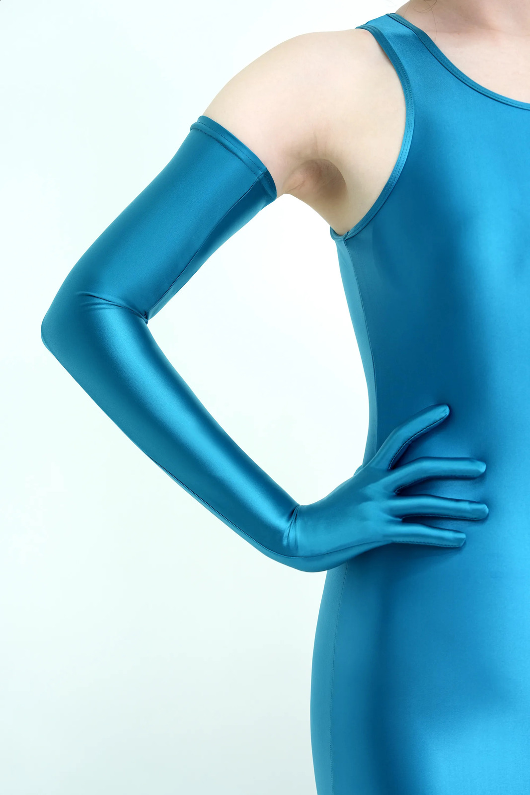 XCKNY glossiness series gloves glossy connected finger gloves high elasticity ultra long gloves shiny roleplaying dress gloves 251027