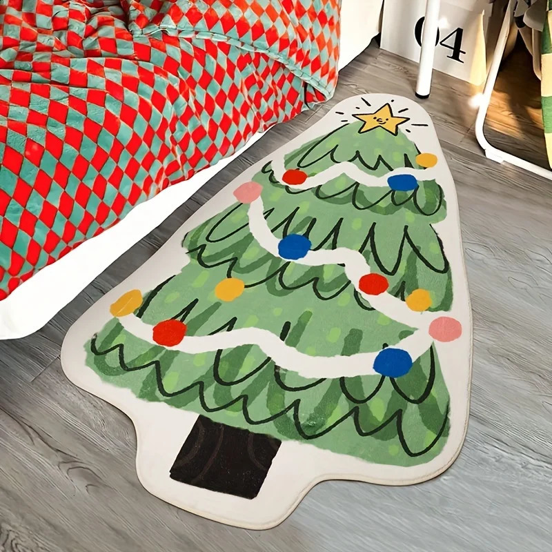 VIKAMA Creative Christmas Tree Living Room Carpet Doormat Bedroom Bedside Floor Mat Holiday Decoration 1028 H260226