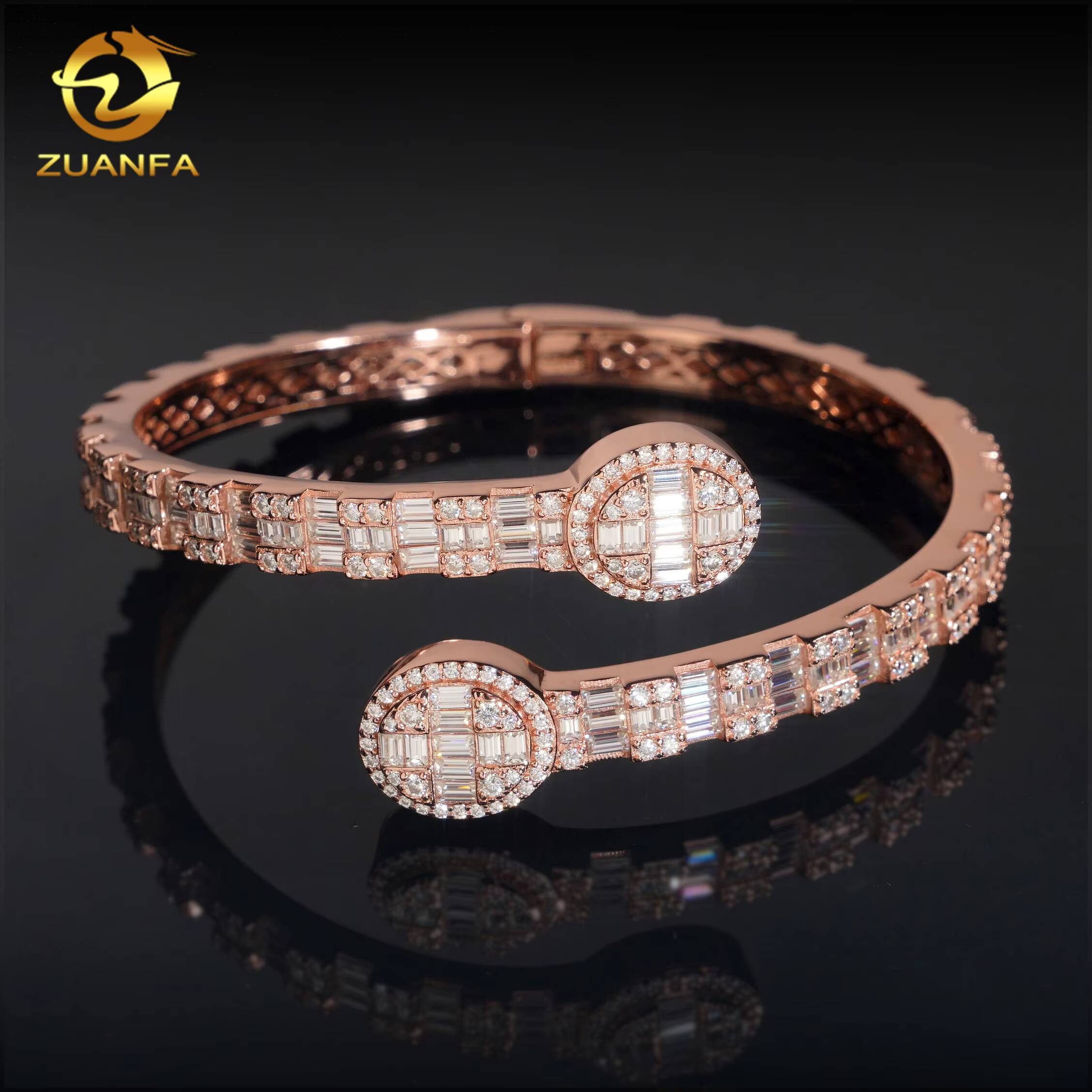 D Color VVS Miossanite Diamond 925 Silver Iced Out Hip Hop Jewelry Bracelet Bangle Men