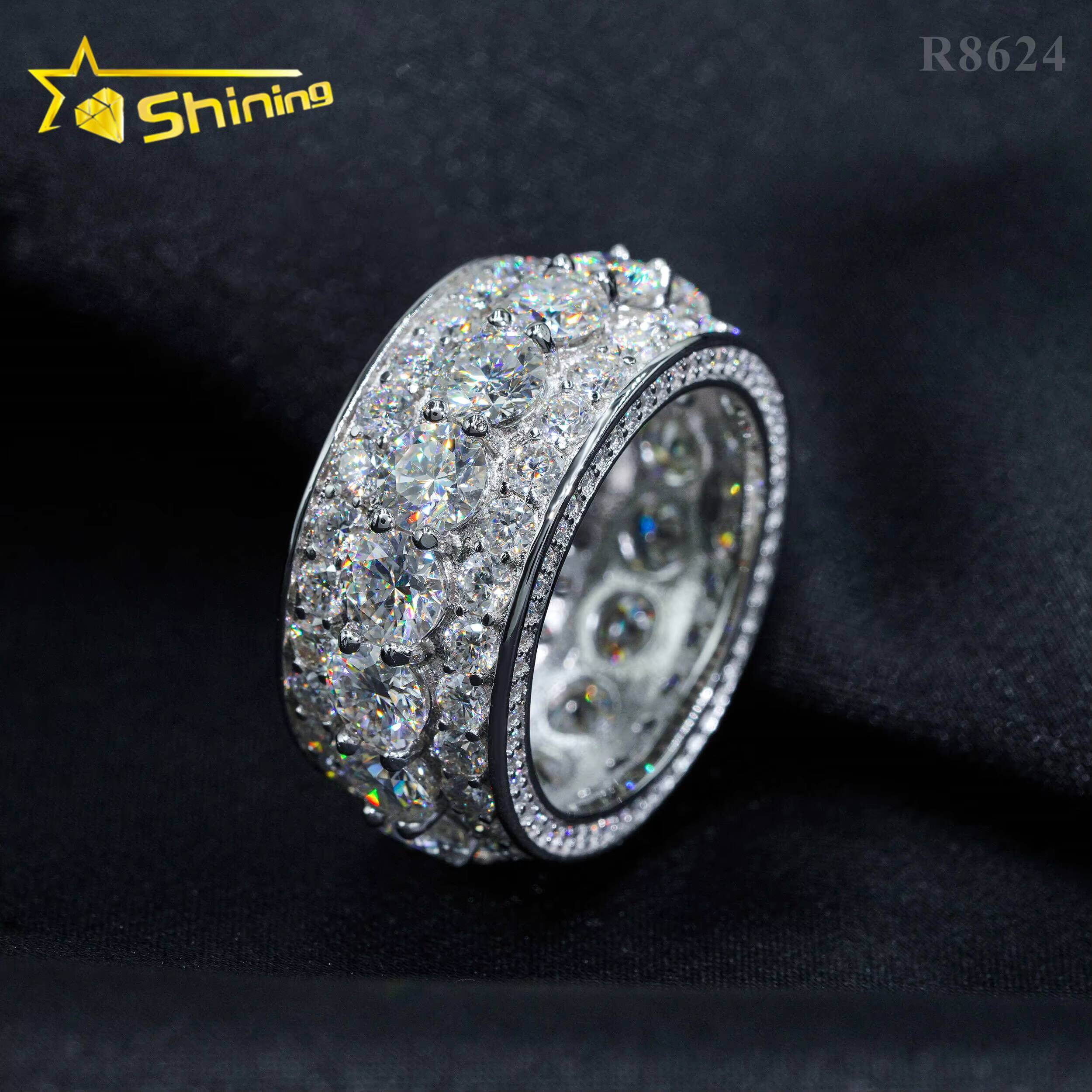 Drop Shipping Pass Diamond Tester 925 Sterling Silver White Gold Plated VVS Diamond Hip Hop Jewelry Diamond Moissanite Men Ring