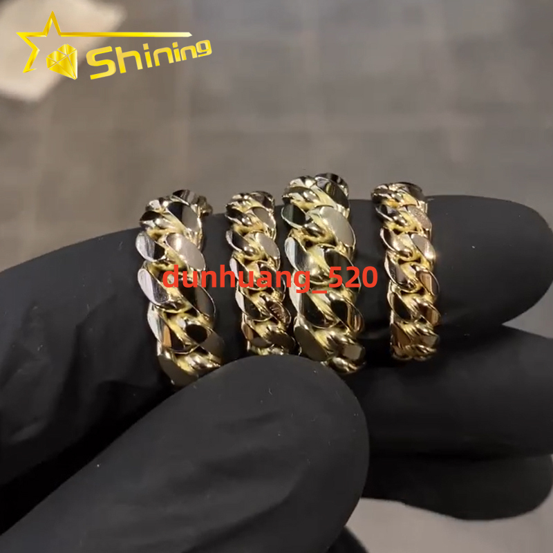 Custom 8mm 10mm 10K Real Gold Cuban Link Ring for Men