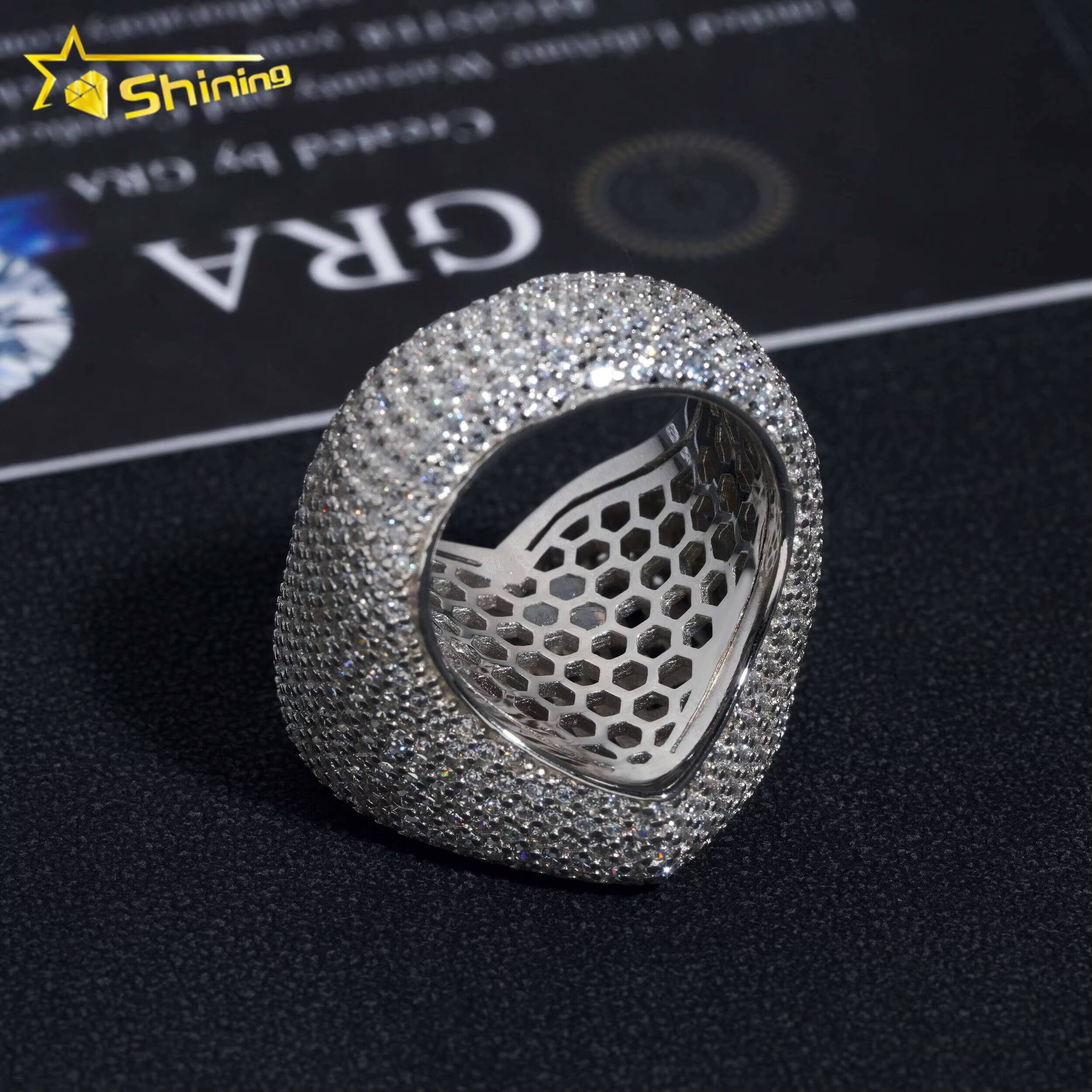 Fully Iced Out Pass Diamond Tester Top Quality Heart Style Moissanite Mens Hip Hop Rings