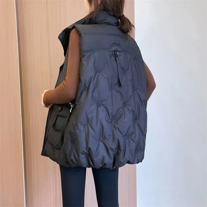 Down Cotton Vest Womens Autumn Winter Fashion Korean Cotton Padded Thick Warm Sleeveless Waistcoat Parkas Femme 251027