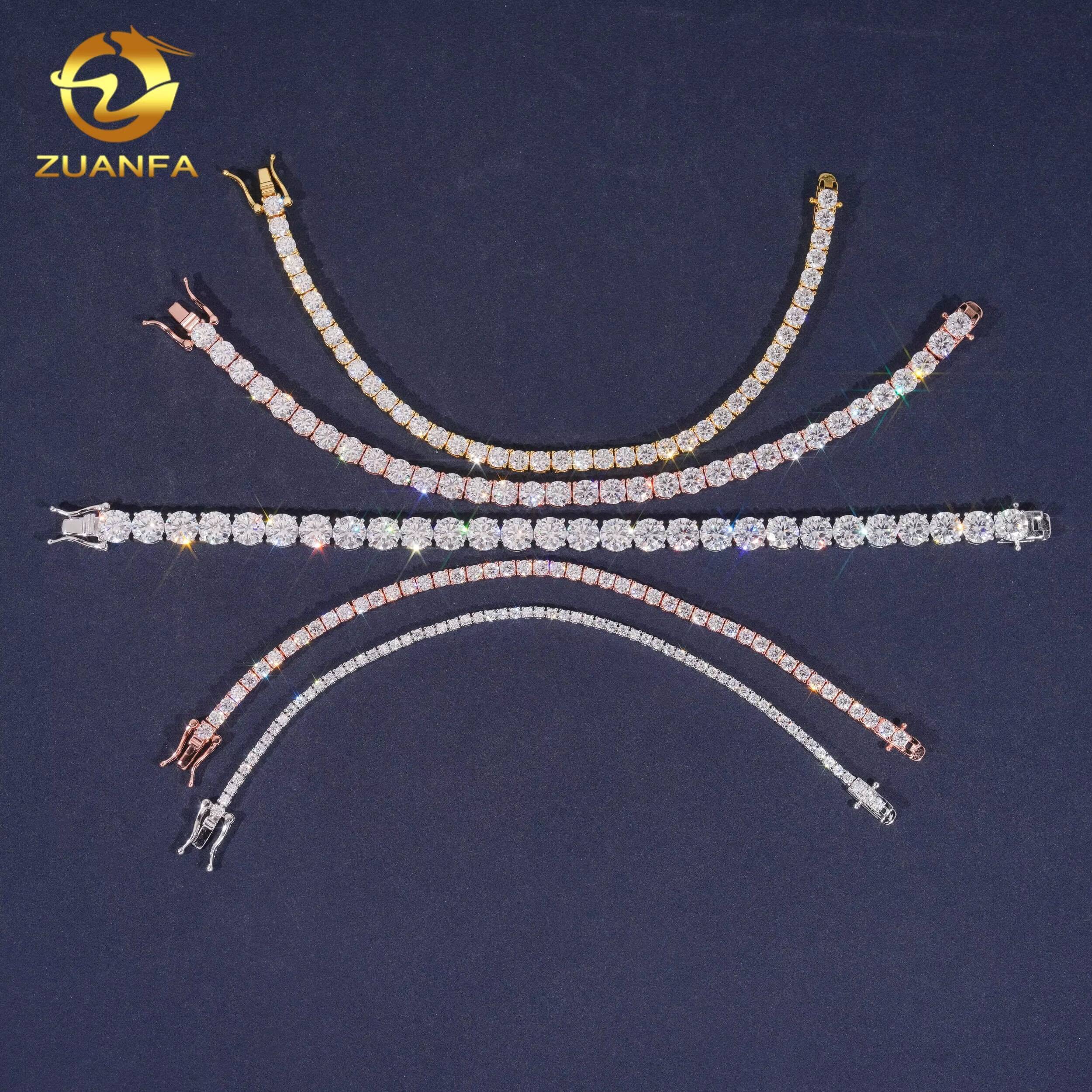 Luxury Hip Hop Fine Jewelry VVS Moissanite Diamond Sterling Silver 925 Fashion Tennis Chain Bracelet