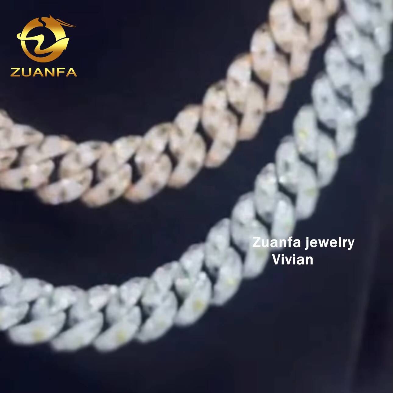 Sterling Silver 925 Moissanite Hip Hop Jewelry 18MM VVS Moissanite Diamond Cuban Link Moissanite Iced Out Necklace