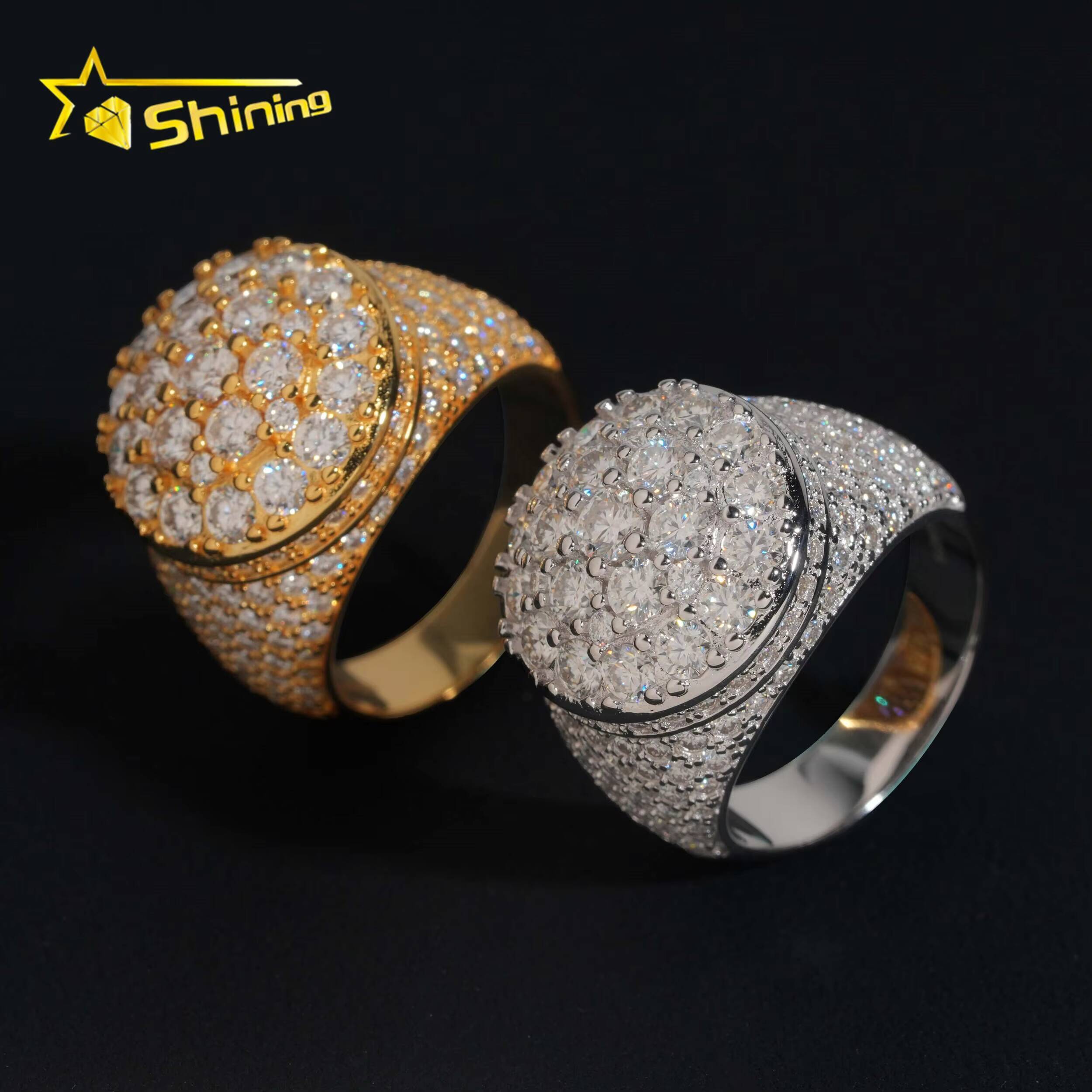 USA Local Stock Shipping Iced Out Hot Selling Moissanite Pass Diamond Tester Mens Ring 925 Silver VVS Moissanite Ring