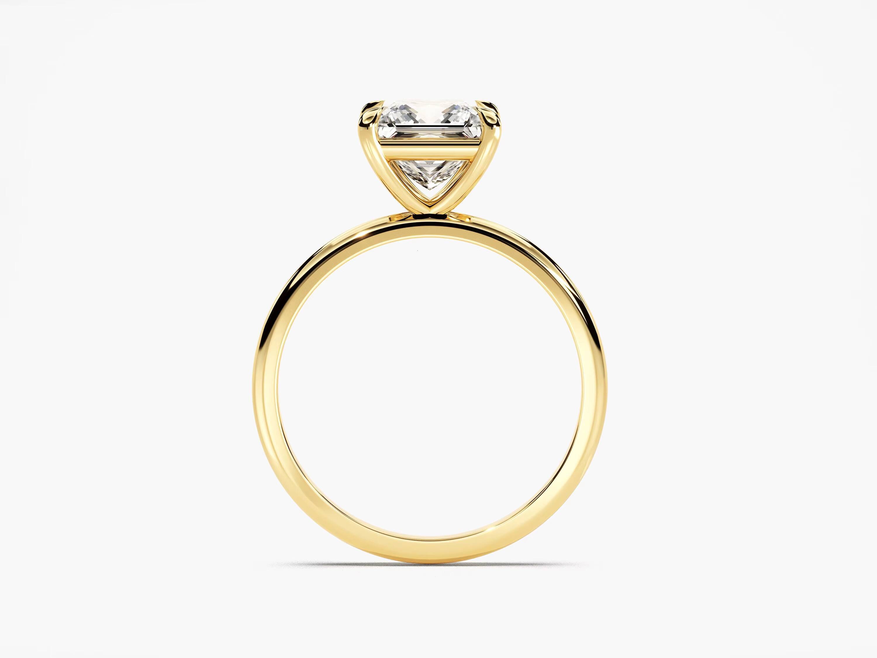 14k 18k Gold Emerald Diamond Ring Solitaire Wedding Band Custom Jewelry Engagement Ring Womens