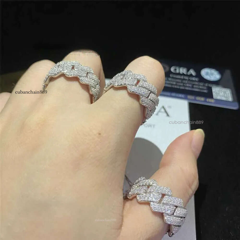 Band Custom Hip Hop Sterling Sier Vvs Moissanite Dia Rings Men Iced Out Ring Gold Plated Cuban
