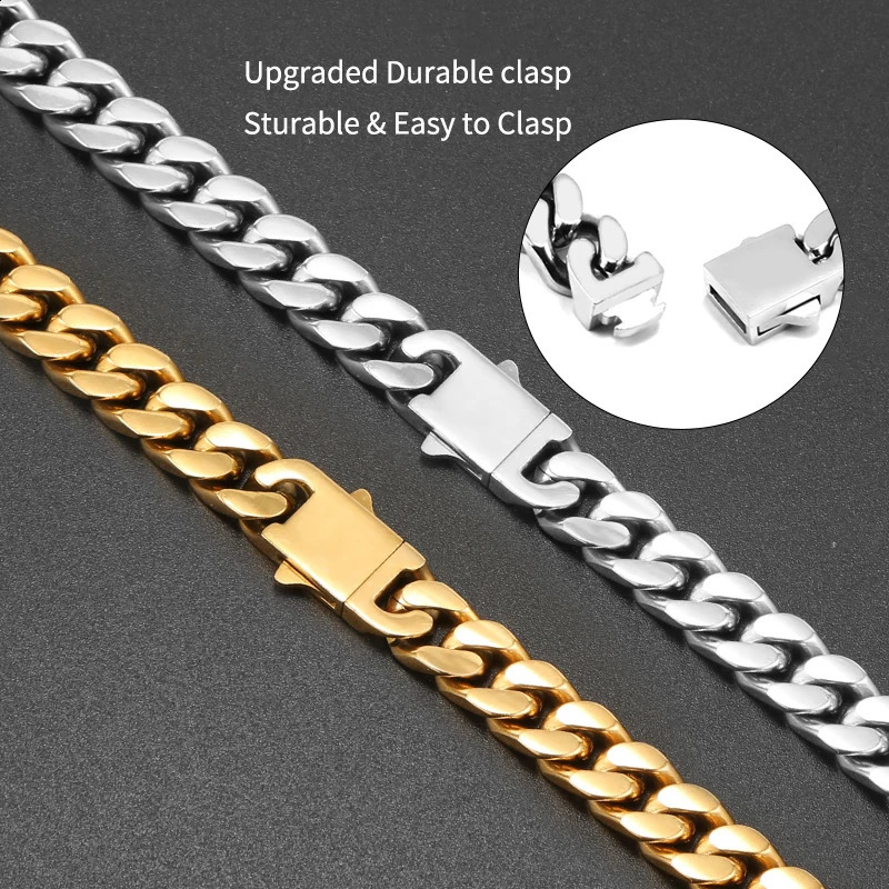 316L Stainless Steel Chain Necklace Bracelet Hip Hop Cuban Chains Do Not Fade Fashion Jewelry for Men Women Accessories Gift 251013