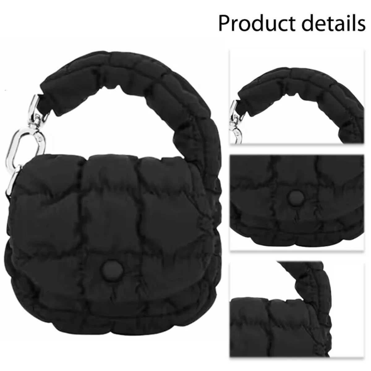 Women Pleated Top Handle Bag Mini Cloud Bag Solid Color Cotton Ruched Dumpling Bag Flap Bag for Shopping DateW251028