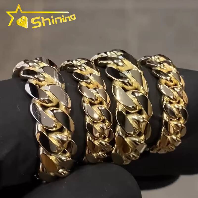 Custom 8mm 10mm 10K Real Gold Cuban Link Ring for Men