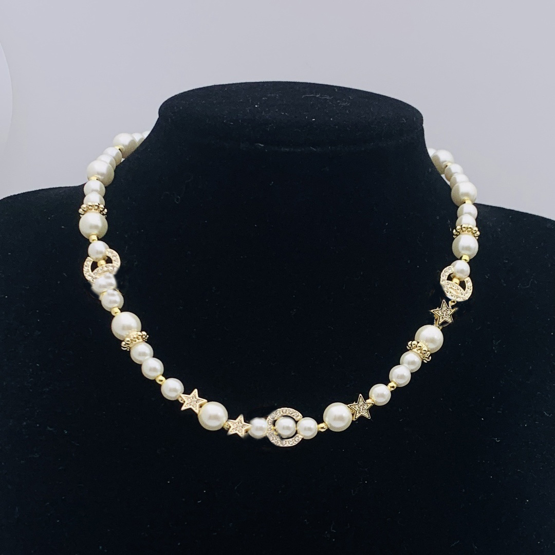 Designer Necklace Flower Pendant Necklaces Pearl Choker Pendant Necklace Gold Plated Letter Necklace Chain Jewelry Wedding for With box Party Gift