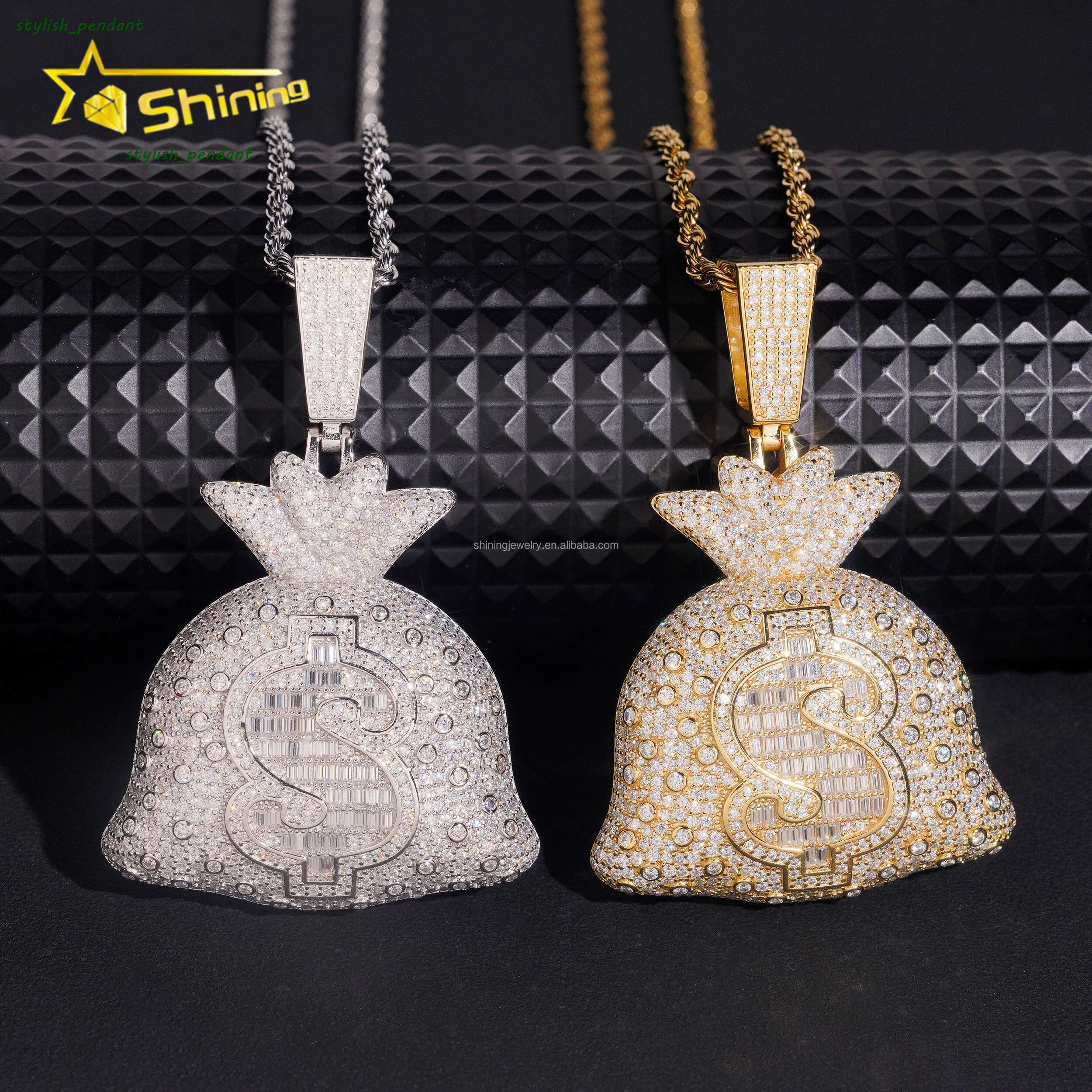 Bulk Stock Wholesale Price Hip Hop Stylish Rapper Jewelry D VVS1 Moissanite Diamond S925 Silver Iced Out US Dollars Pendant