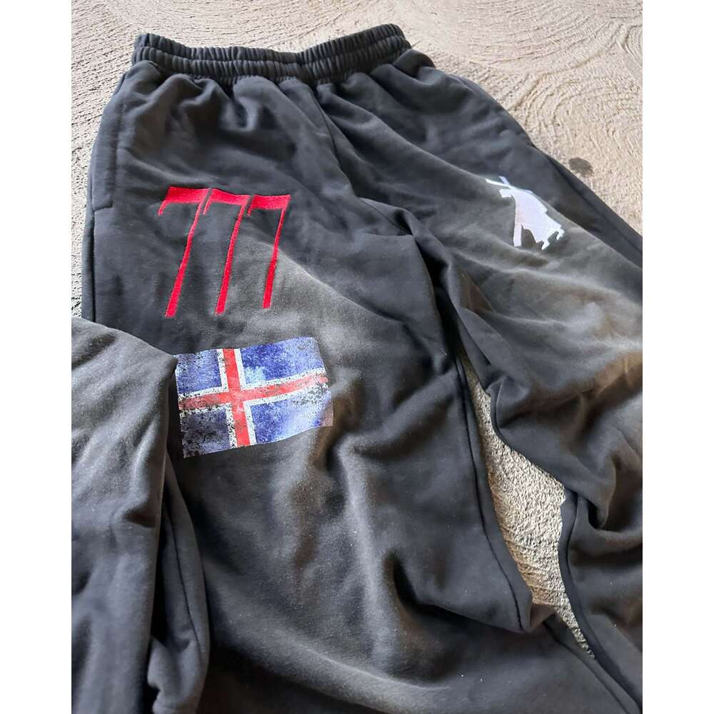 Cross Three Consecutive Numbers Number 7 National Flag Embroidery Print Pattern Spring Set