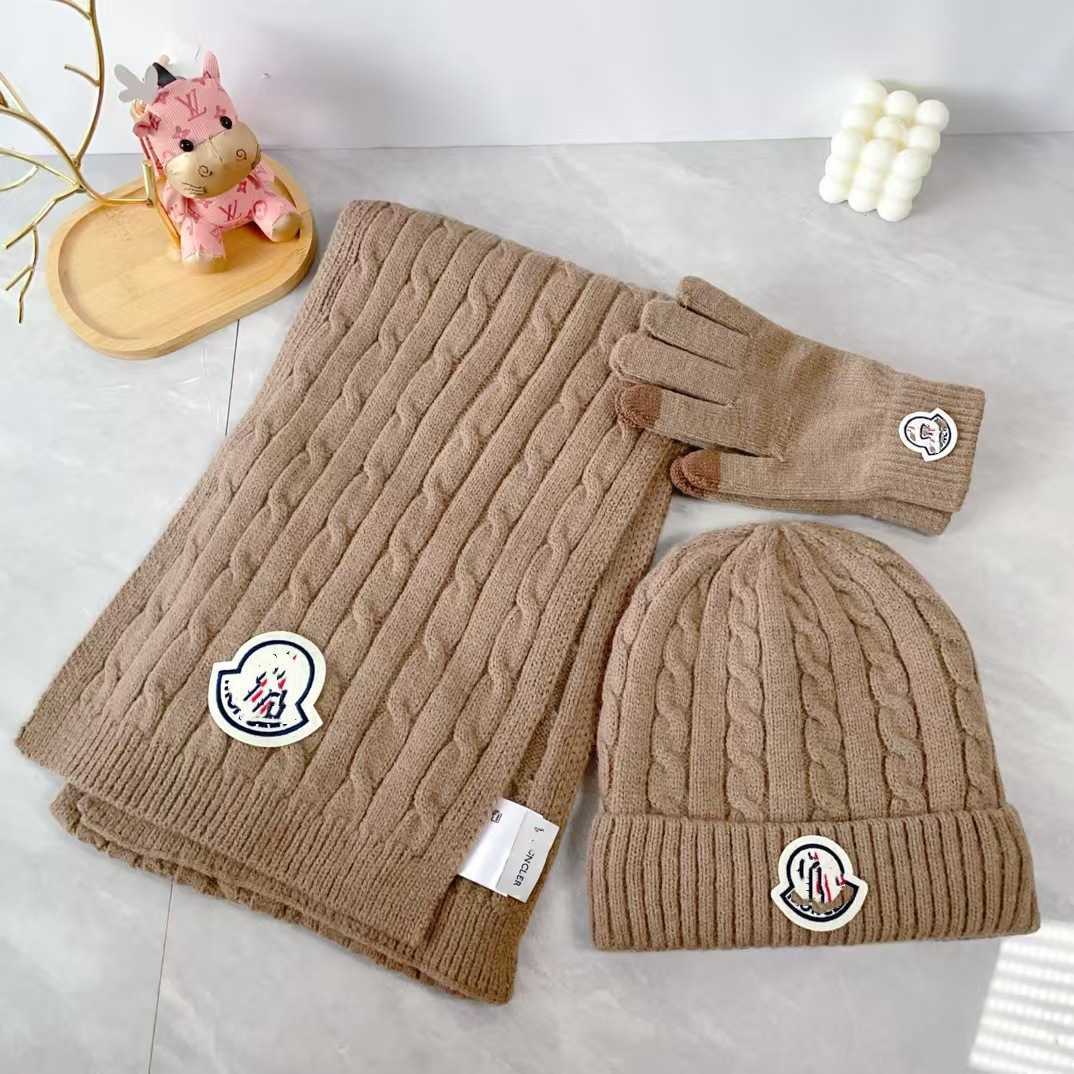 Autumn Winter Hat Scarf Gloves Threepiece Set Thickened Warm Twist Quality H251028