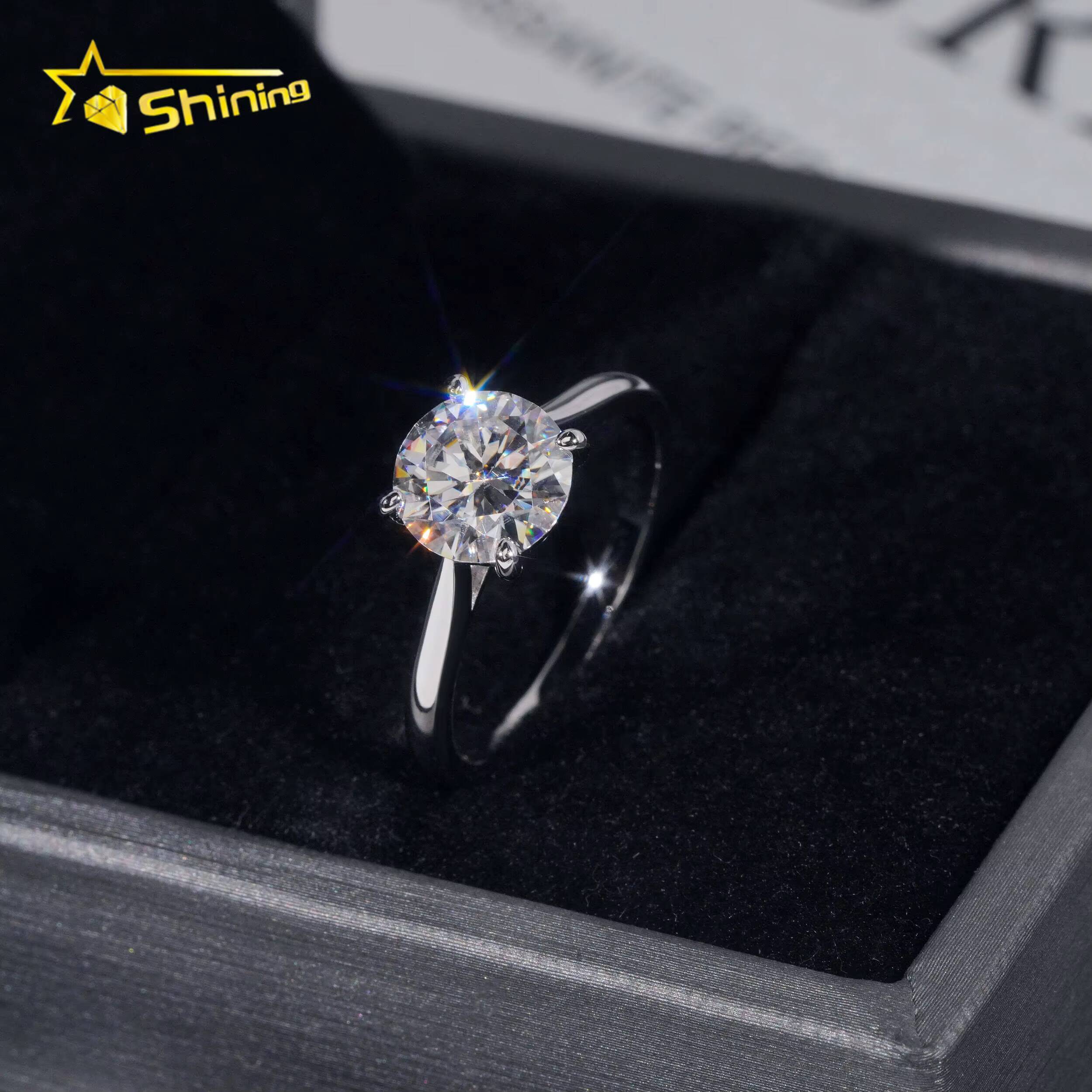 Classical Cathedral Setting Women Wedding Pass Diamond Tester Moissanite 925 Sterling Silver 18K Gold Plated Engagement Ring