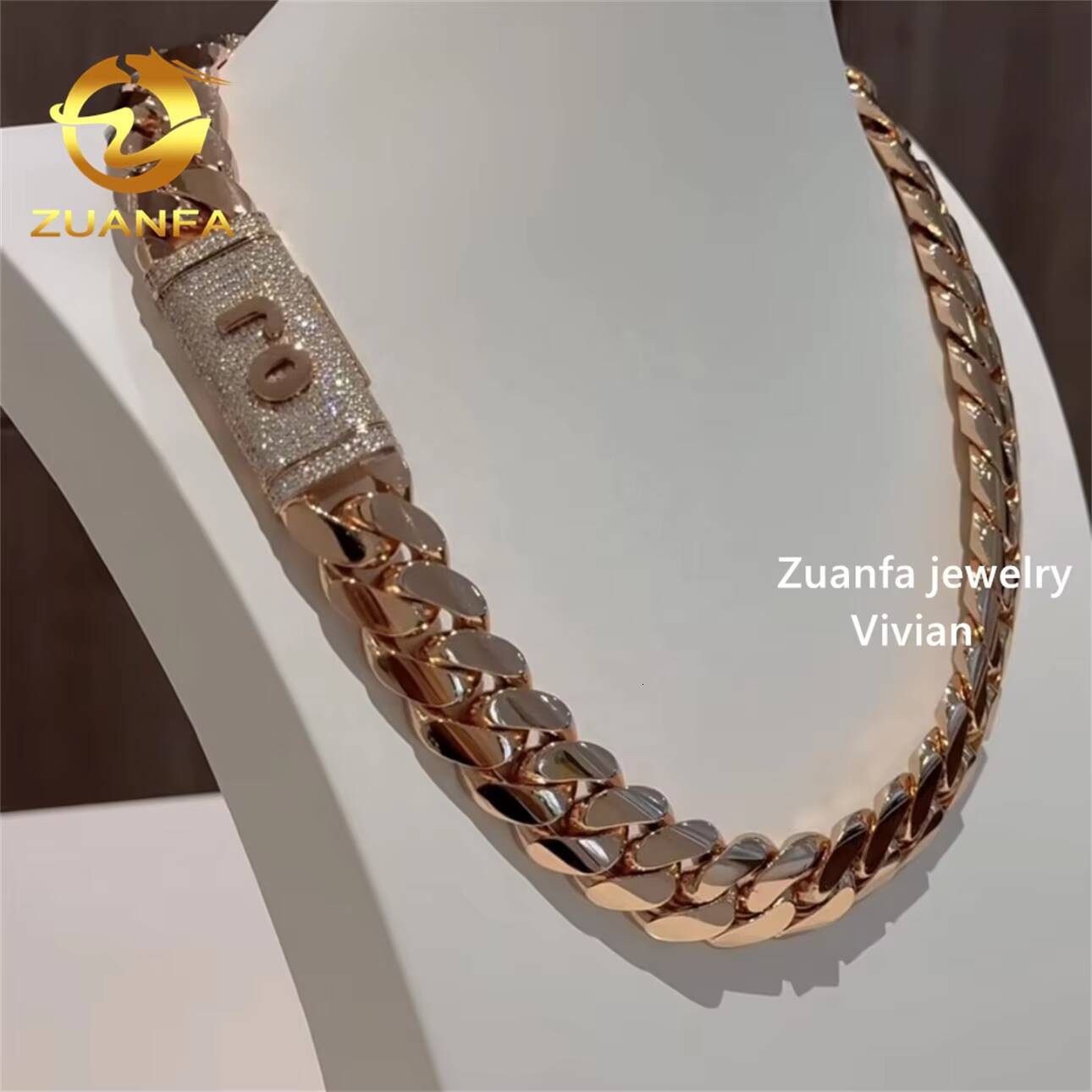 18MM VVS Moissanite Diamond Cuban Link Moissanite Necklace Sterling Silver 925 Hip Hop Miami Cuban Link Chain Necklace