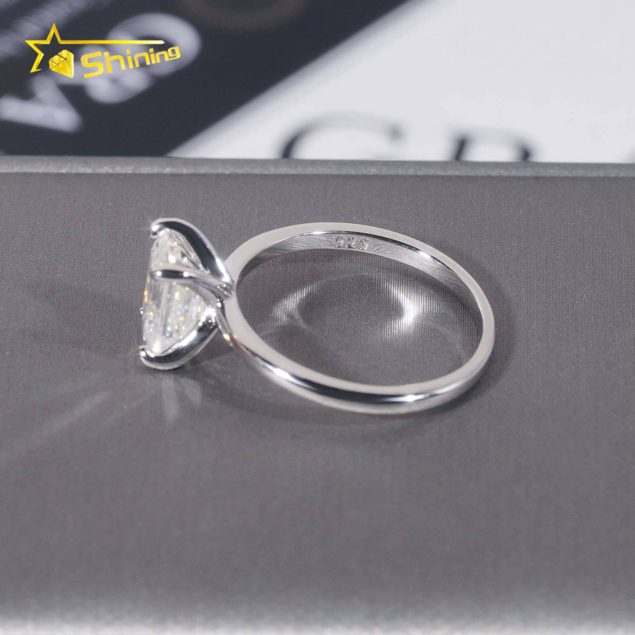Wholesale 925 Sterling Silver Vvs Diamond Engagement Rings Women 2ct Rhodium Plated Gold Ring Moissanite Women Ring