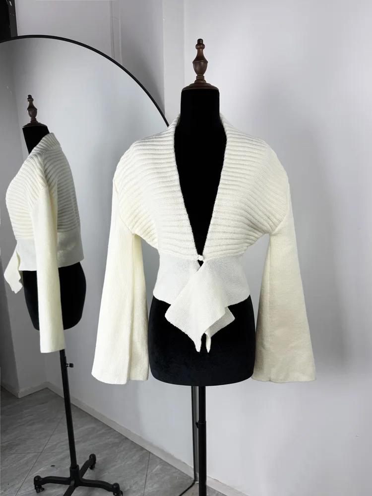 Tossy White Vintage Knit Sweater Cardigan For Women Hollow Out Loose Elegant Autumn 2025 Cover up Knitwear Female Top 251015