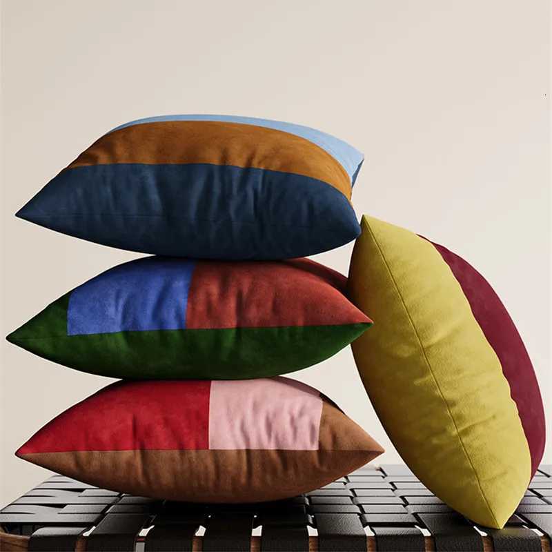 Pillow Case Decorative Covers with Zippers Velvet Patchwork for Sofa Bed Couch Striped case Shell Light Luxury Home Decoration C251028