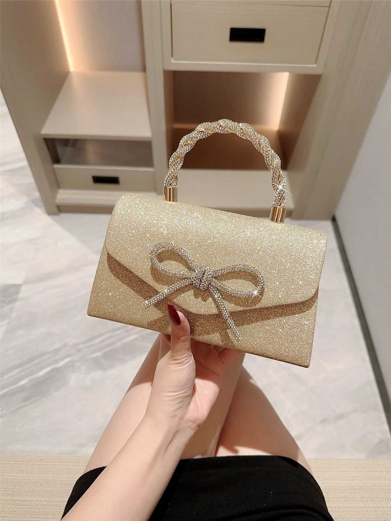 Evening Bag Dress Versatile European and American Clutch Bag Crossbody Celebrity Fashion Diamond Bow Chain Bag H251027