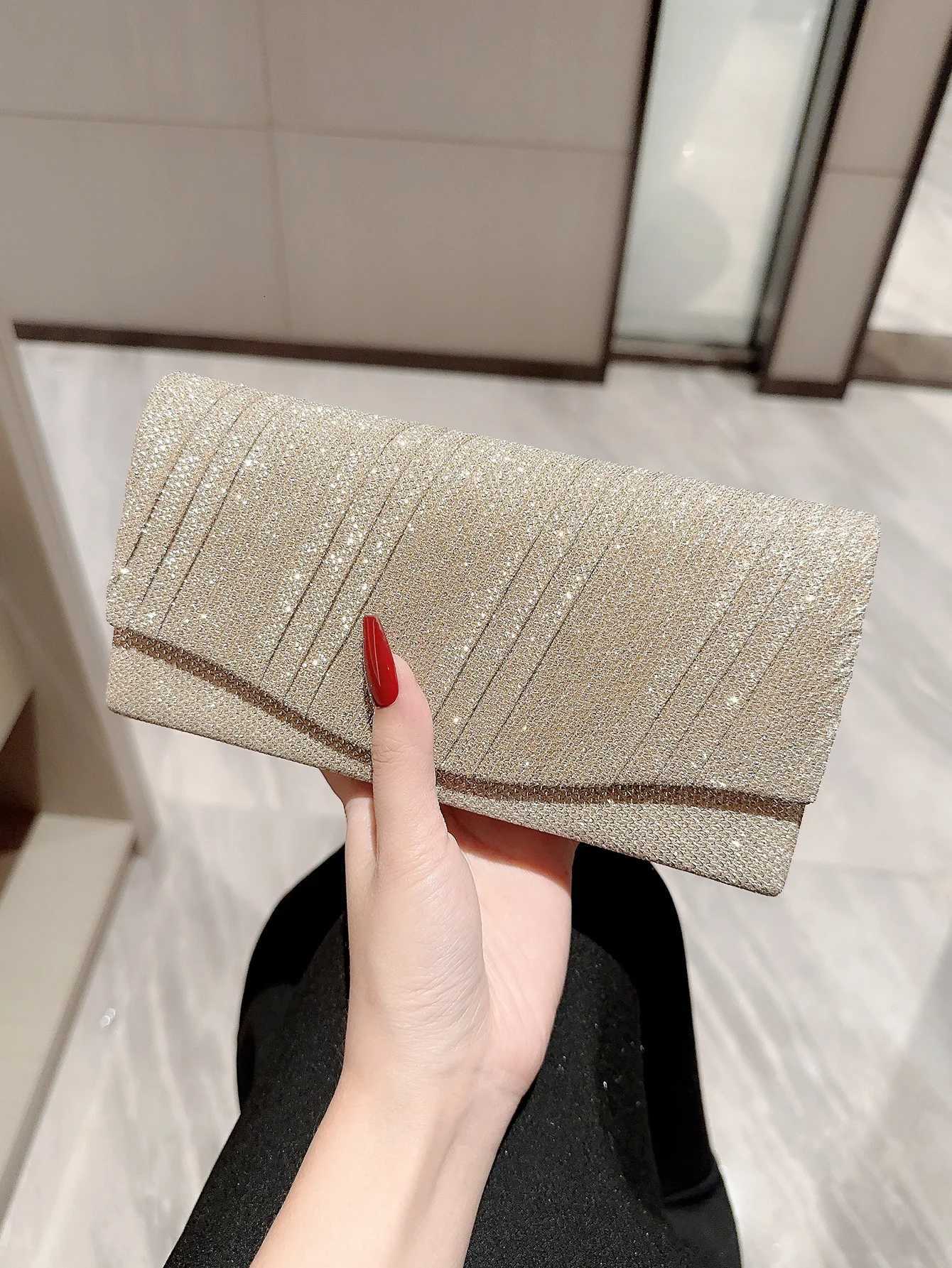 Mini Womens Metallic Silk Evening Bag Flap Square Bag Pleated Design Evening Bag Dress Bag Party Bag Clutch Bag Prom Clutch Cha H251027