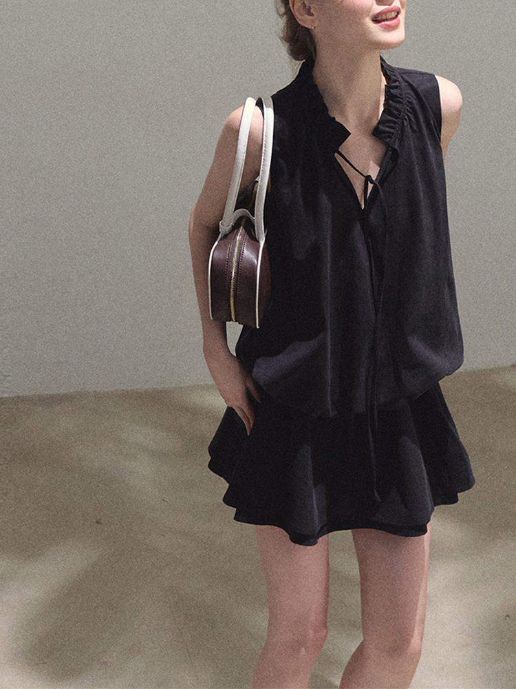 D2105 New style lace-up loose silhouette design small bud jellyfish skirt dress