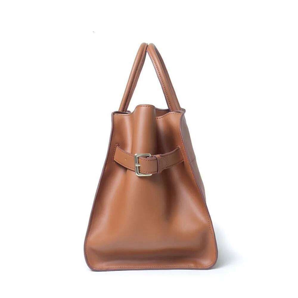 Designer Bags Cowhide Retro New Minimalist Large-Capacity Tote Leather Casual Versatile Commuter Shoulder Handbag Women's Boston Bag Hot Selling