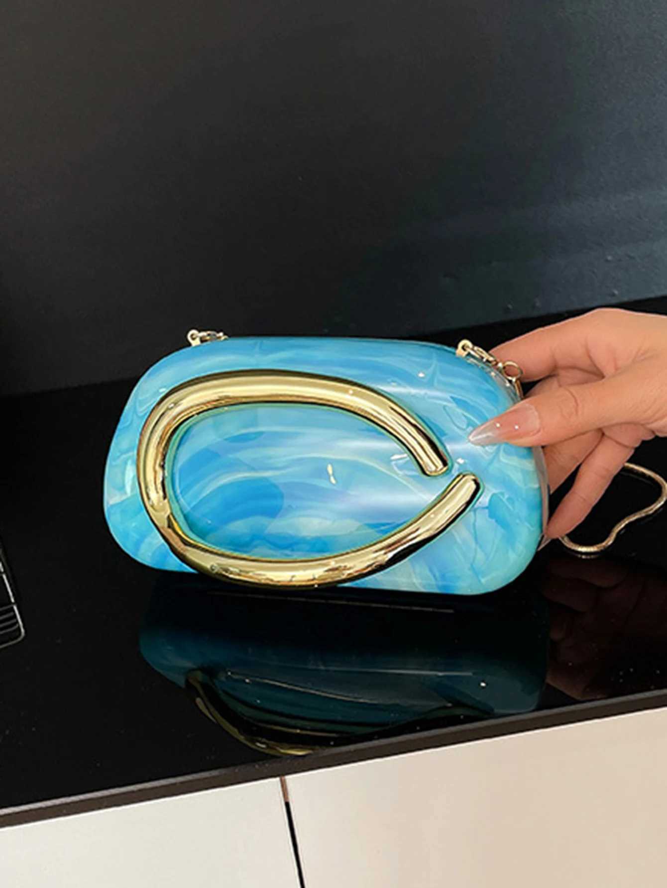 Womens Sealed Box Shaped Acrylic Clutch Fashion Dinner Wedding Party Handbag Elegant Designer Crossbody Shoulder Bag H251027