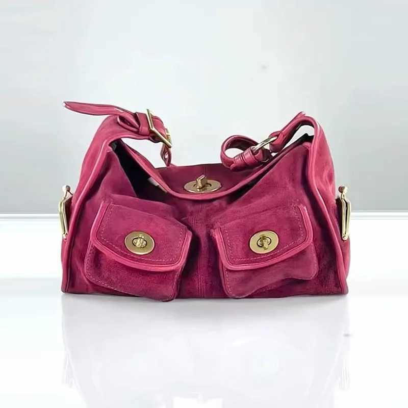 Casual Cmuter Large Capacity Suede low Bag Single Shoder Crossbody Bag Vintage Style Polter Lining Zipper Closure H251028