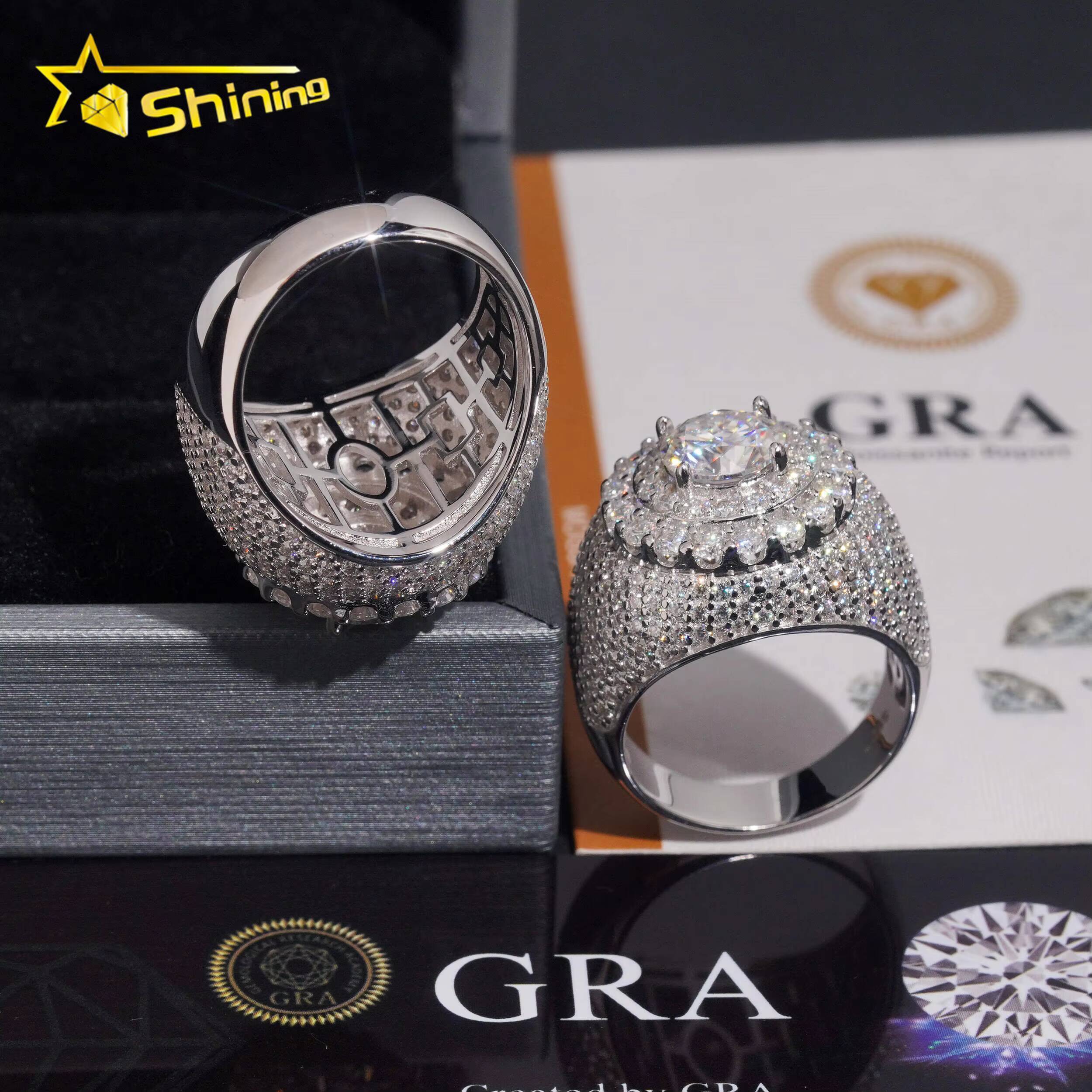 USA Local Shipping Iced Out Cluster Lab Moissanite Hip Hop Ring 925 Sterling Silver Fashion Jewelry Men Diamond Rings