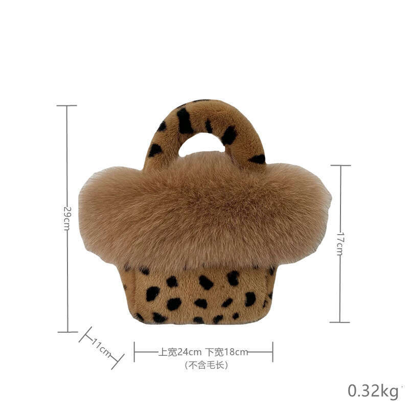 Best Seller Luxury Bag New Basket Fox Mink Patchwork Women's Evening Fur Bag Autumn Winter Light Luxury Leopard Dot Handbag