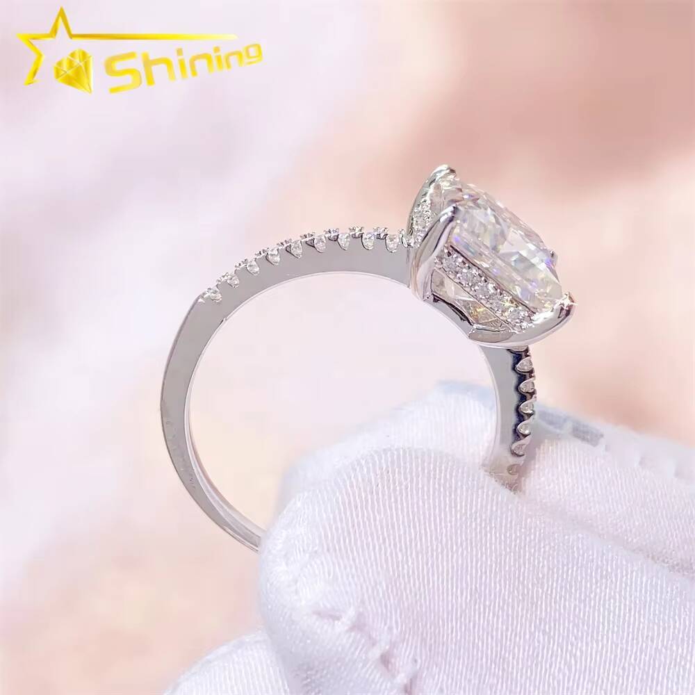 Wholesale Price 925 Sterling Silver D VVS Princess Cut Moissanite Ring Women Moissanite Wedding Rings Fine Jewelry
