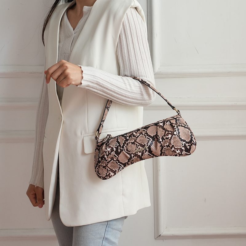 Snakeskin Print Baguette Bag women mini hobo bag fashion elegant lady hobo bag durable PU handbag clutch bag