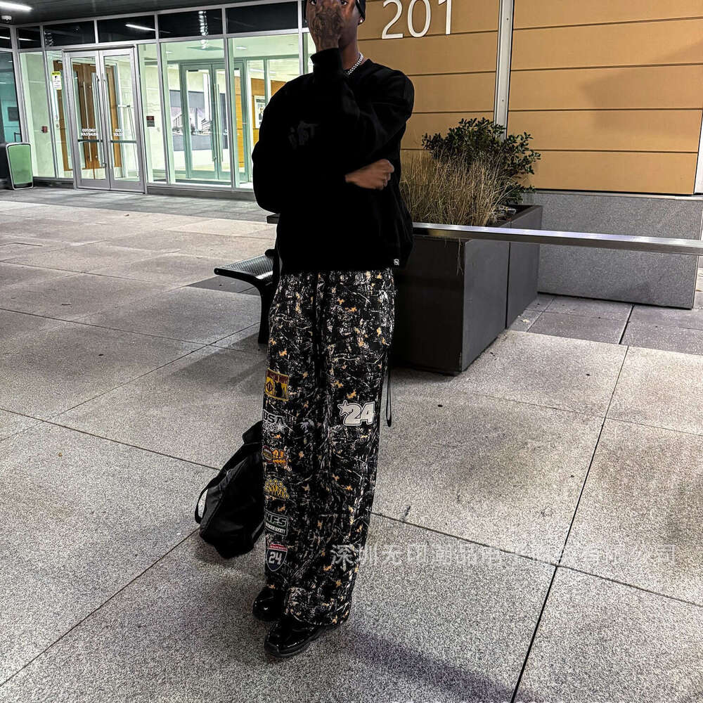 American Style Loose Unisex Autumn Fashion Camouflage Multi-Element Badge Casual Pants