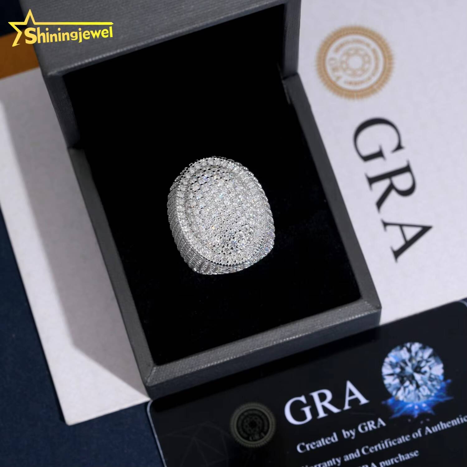 Chunky Oval Balloon Championship Ring Pass Diamond Tester Hip Hop Jewelry 925 Silver Diamond Moissanite Men Ring