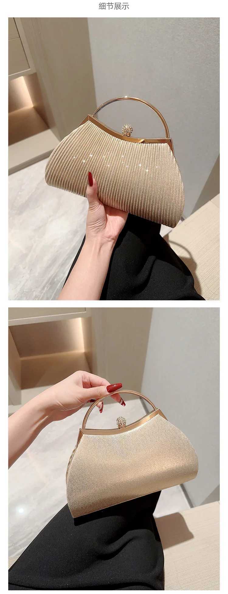 Womens Shiny Clutch Bag with Large Capacity for Wedding Party New Fashion Shoulder Handbag Elegant Evening Purse H251027