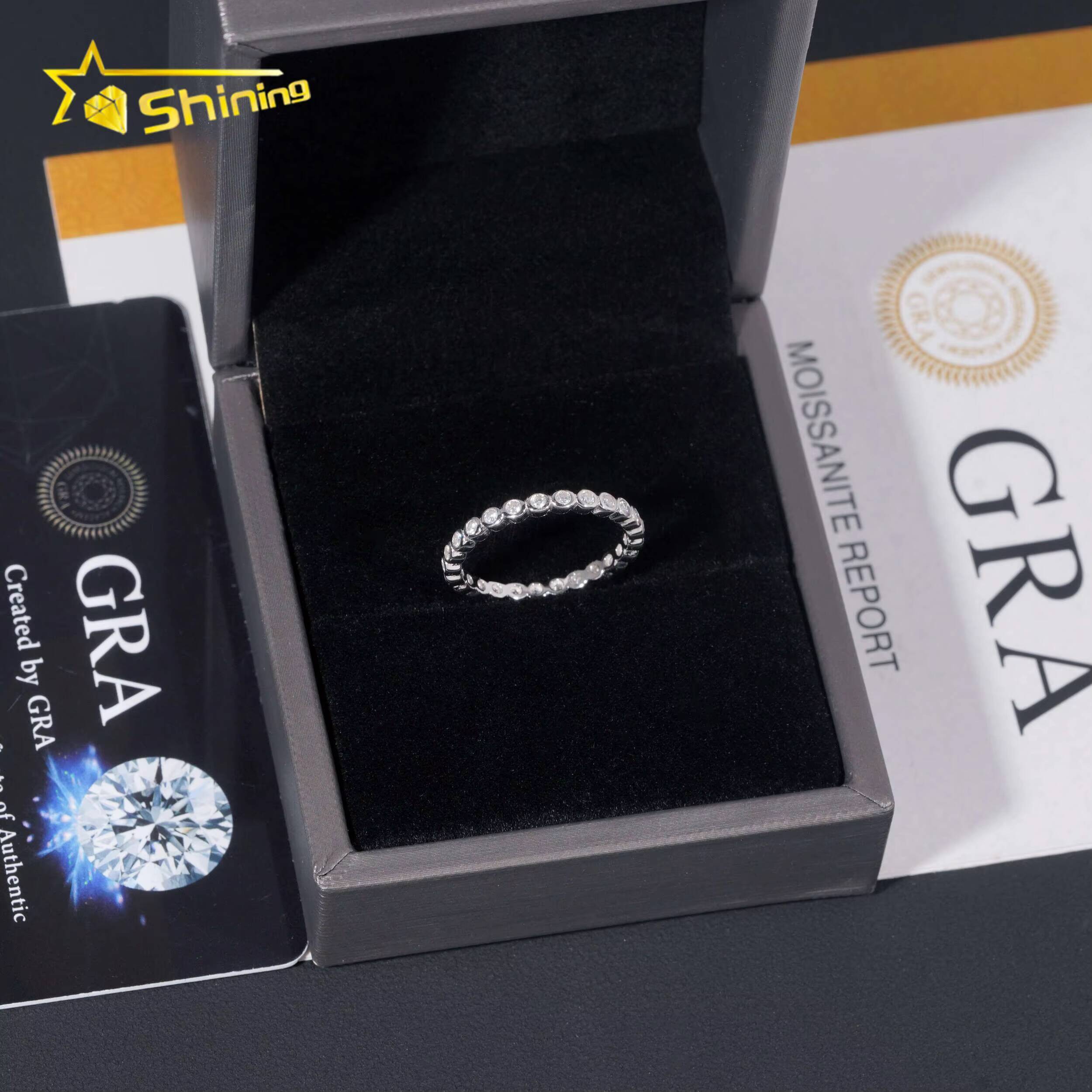 VVS Moissanite Bezel Small Size Band Engagement Ring Gold Plated 18K 925 Sterling Silver Rings