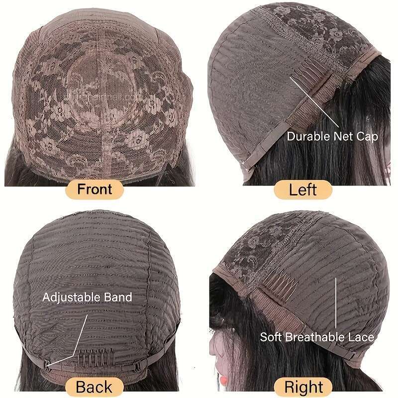 Wig Hairy Straight With Bangs None Lace Front For Women Unprocessed Brazilian Human Hair Hine Made Glueless Wigs 180% Density