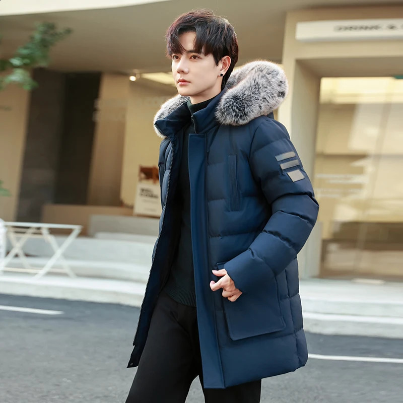 Mens Outdoor Highquality Windproof Breathable Thick Padded Jacket Winter and Warm with Hat Long Cotton 251027