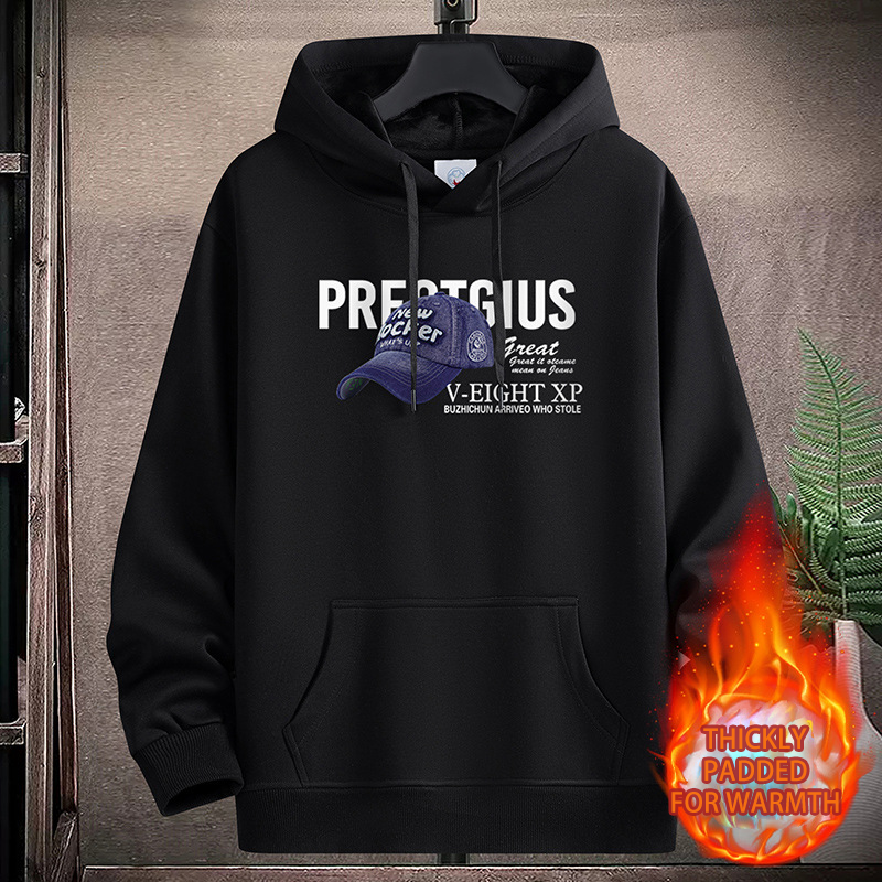 Autumn-Winter Thick Padded Pullover Hoodie for Teens Comfortable Loose Coat Design