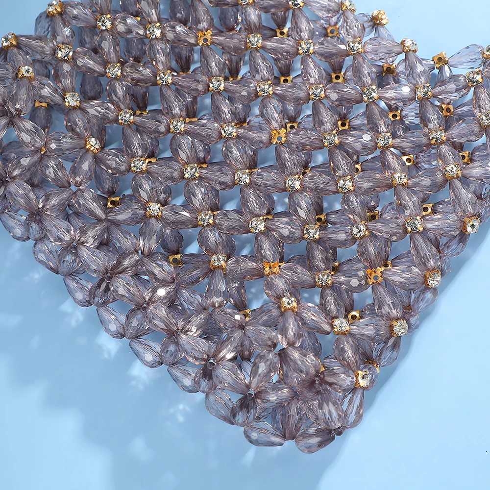 Handmade Transparent Pearl Weaving Hollow Tote Bag for Women Beaded Clutch Evening Party Bag Crystal Fashion Beads Mini Bag H251027