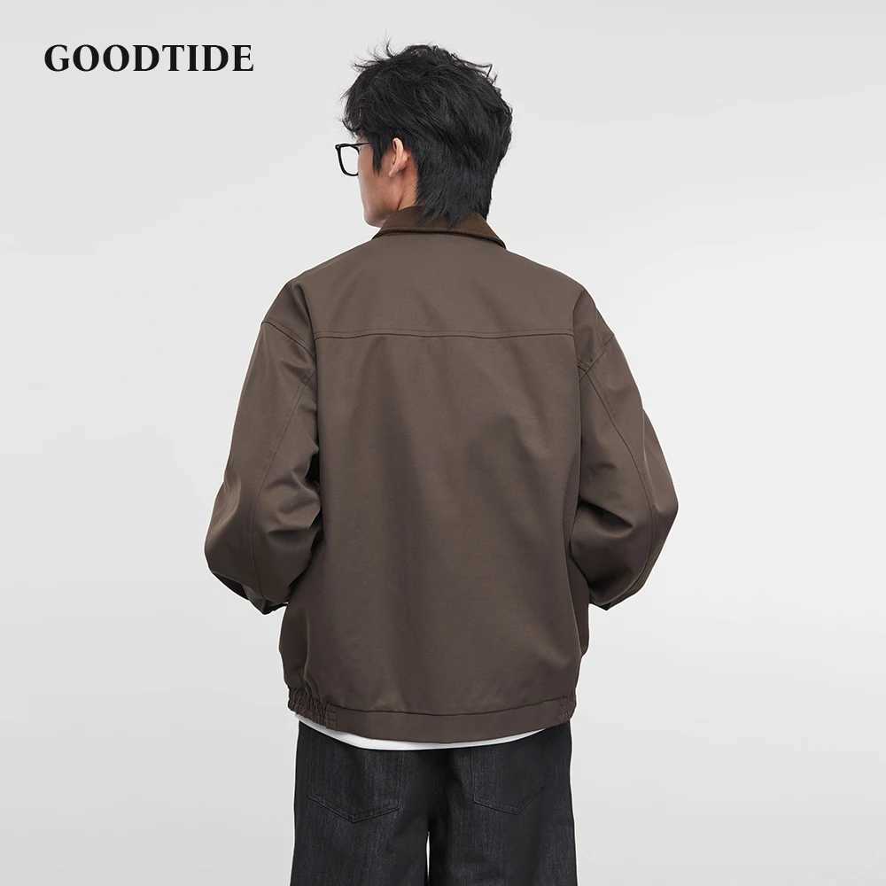 American Retro Mens Fashion Jacket 2025 Spring and Autumn New Loose Solid Color Lapel Workwear Top Mens Jacket J251028