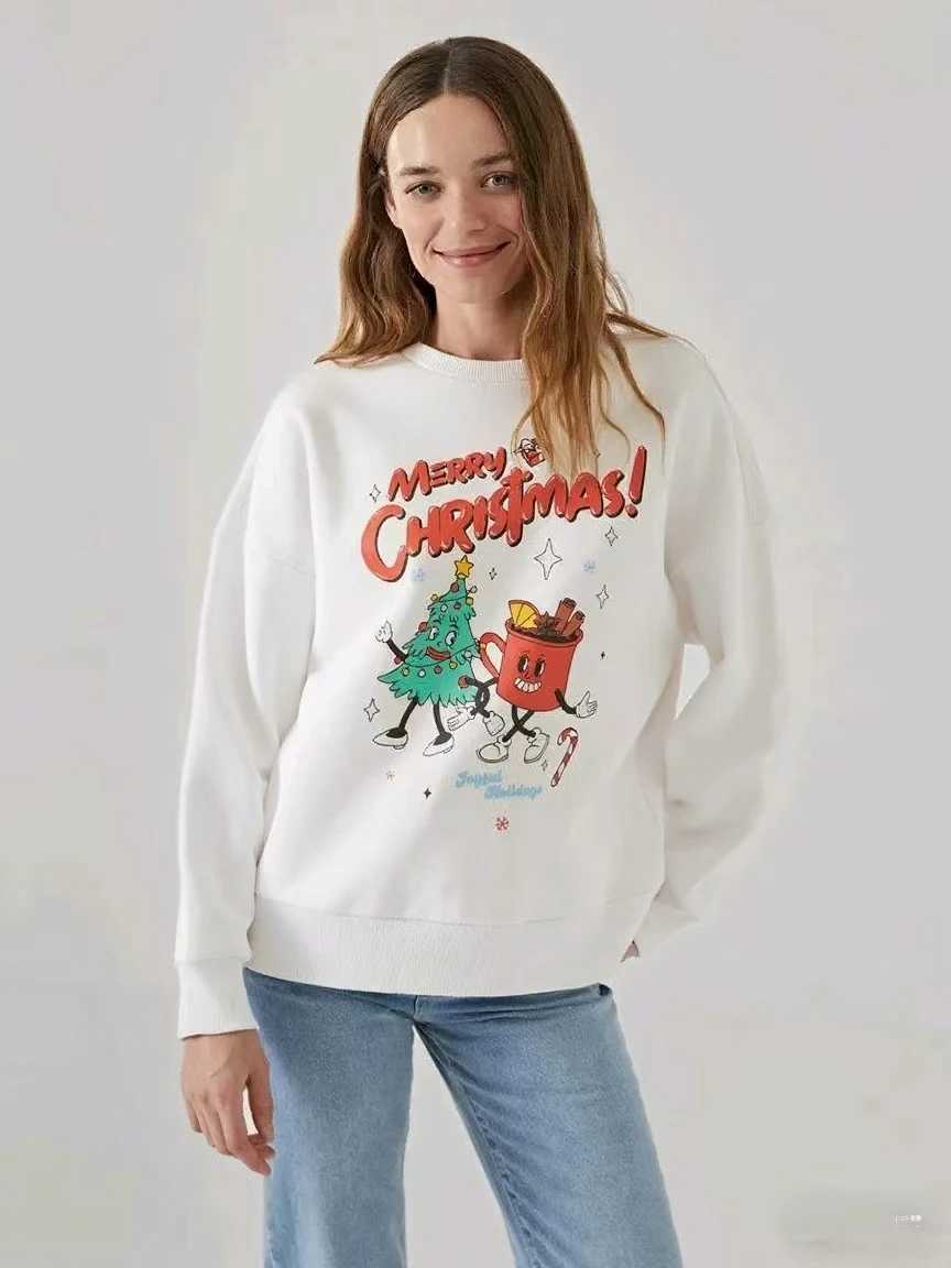 Butterfly Cup Print Loose Sweatshirt Women Pullover O Neck Long Sleeve Thin Autumn 2025 Casual Hoodies Fashion Tops J251028