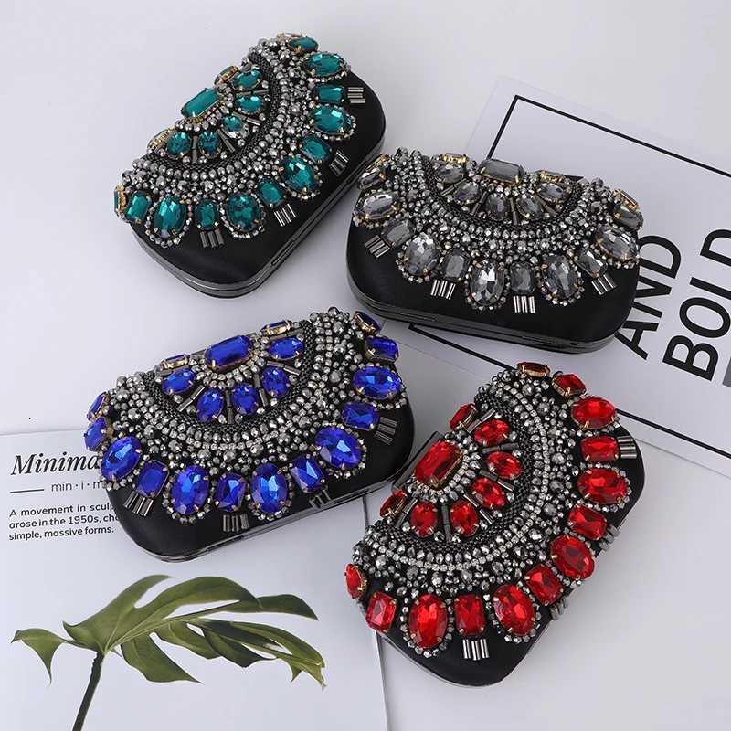 Handmade Red Green Beaded Ladies Gem Clutch Handbag Women Clutches For Woman Party Wedding Evening Hand Bag H251027