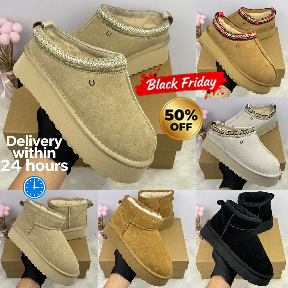 Boots 2025 Designer Boots Womens Platform Booties Winter Boot Snow Tasman Slippers Tazz Mustard Eed Chestnut Sand Fur Slides Sheepskin Snow Warm Bowtie Slipper