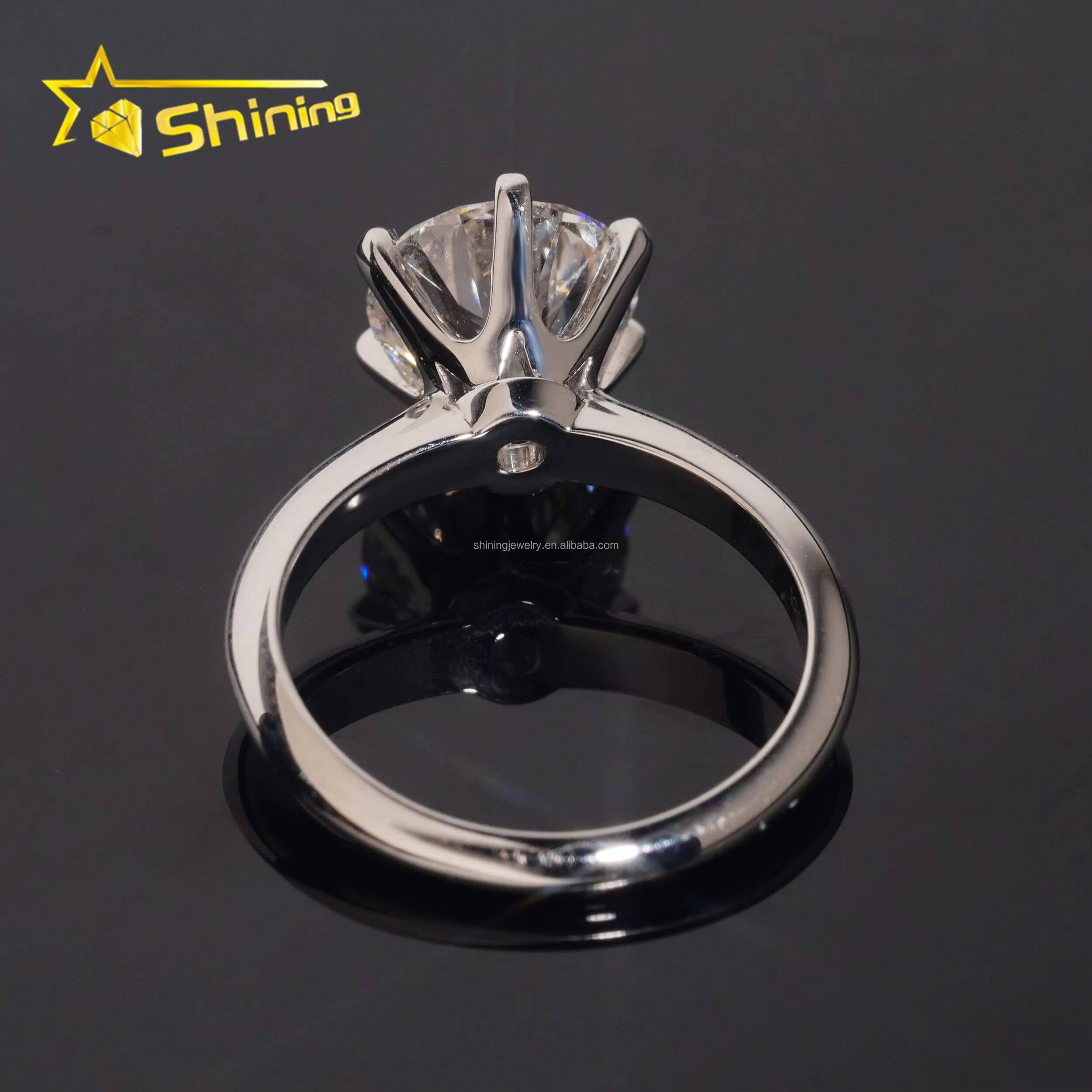 Customized Bridal Jewelry 18K White Gold Luxury Fiance Engagement Ring 3Ct Round Brilliant Lab Grown CVD Diamond Solitaire Ring