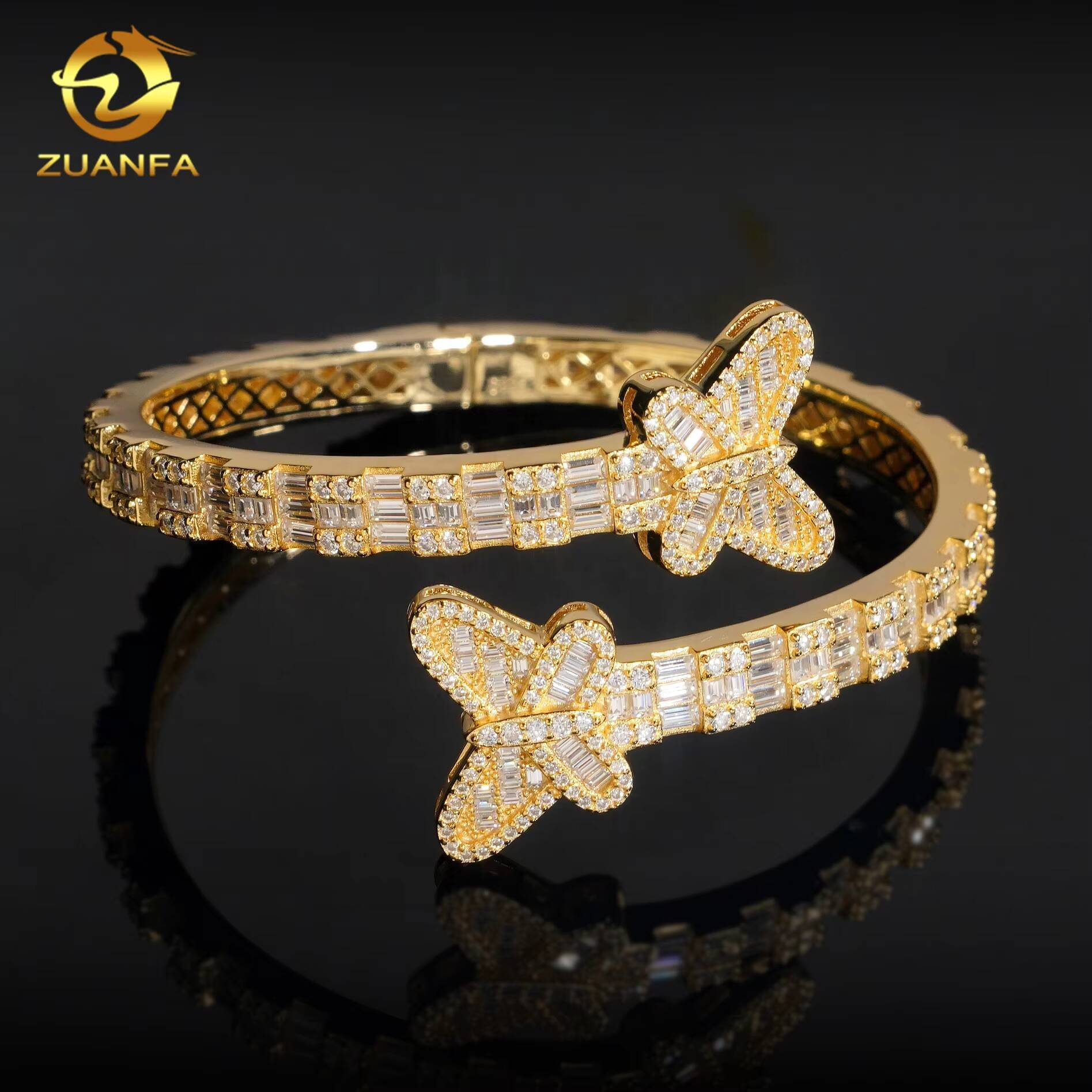 Iced Out Sterling Silver 925 Hip Hop Jewelry VVS Moissanite Diamond Bracelet Bangle Men