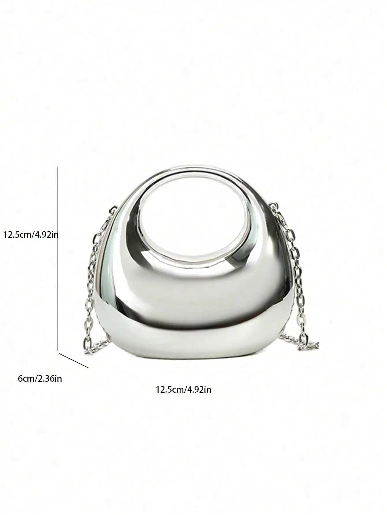 Silver Acrylic Material Crescent Shape Evening Bag Handbag Crossbody Bag for WomenW251028